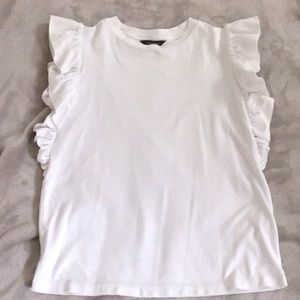 BR White Ruffled TShirt, Used in Good Condition Size M